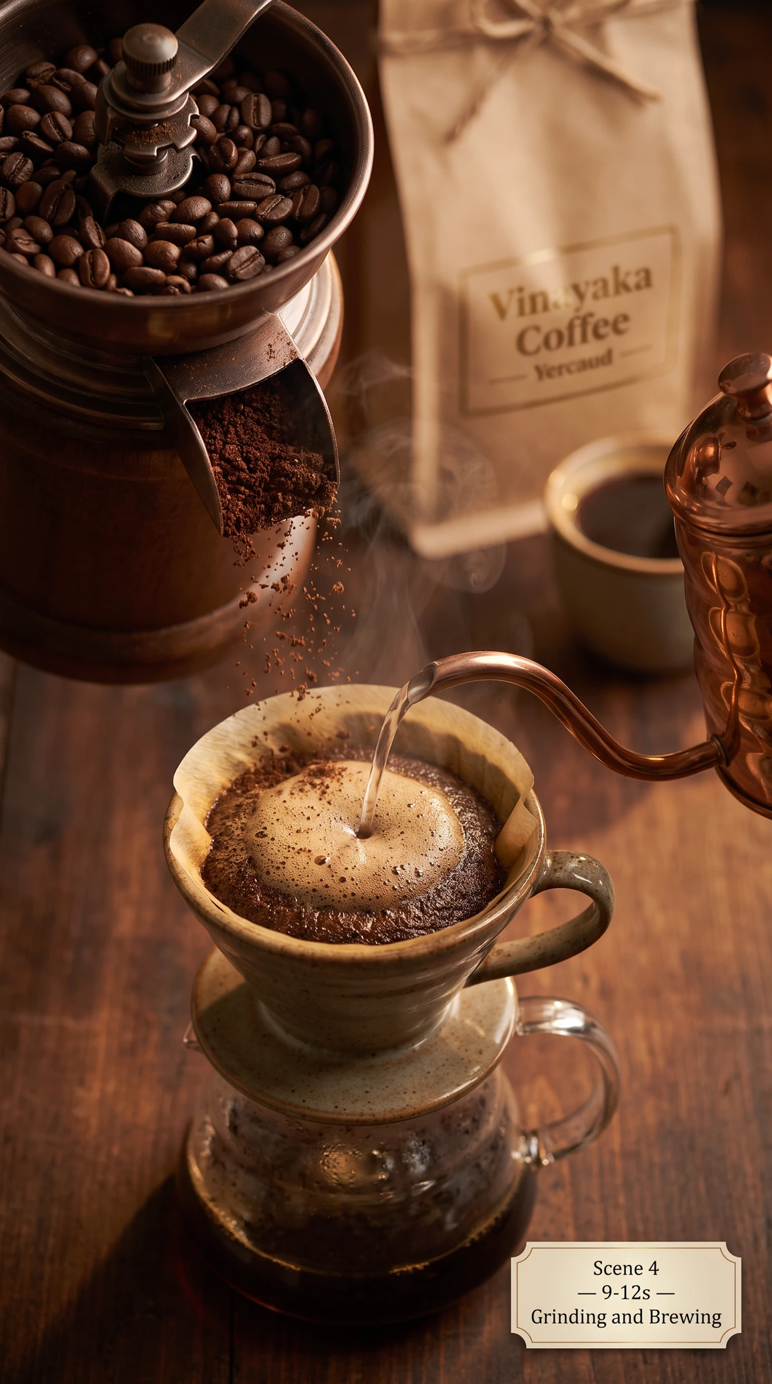 Vinayaka Coffee — Yercaud filter coffee being freshly brewed with our estate ground beans